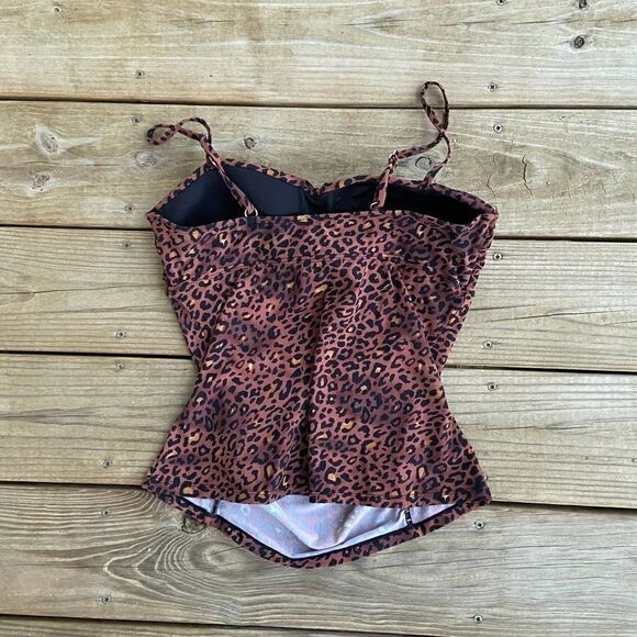 Assets by Spanx Brown Leopard Print Tankini Top - Picture 2 of 4